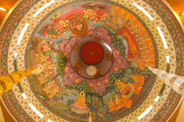 Painted on ceiling of temple about buddha's biography
