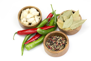Red hot chili peppers, garlic and spices