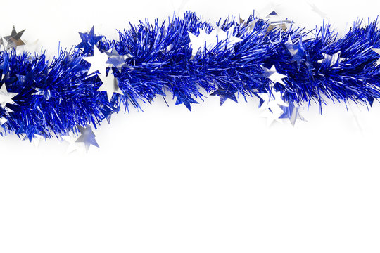 Blue Christmas Garland On A White Background