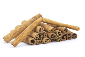Cinnamon sticks isolated on white background