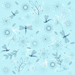 Fototapeta premium Background with blue dragonflies