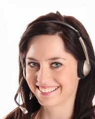 woman operator with headset