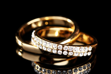 Golden ring on black