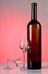 Broken glasses and bottle
