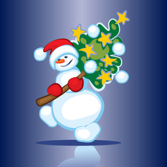 Snowman and Christmas tree