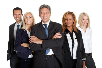 Successful business colleagues on white background