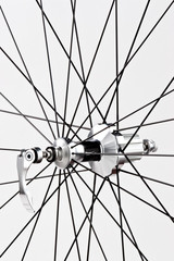 Detail of a bicycle's wheel.