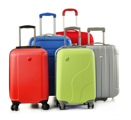 Luggage consisting of polycarbonate suitcases isolated on white