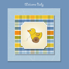 welcome baby card with duck toy