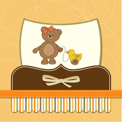 cute greeting card with boy teddy bear