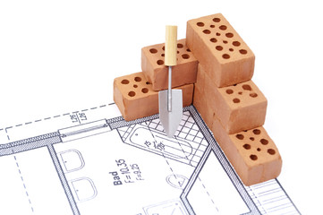 Ziegelsteine mit Plan