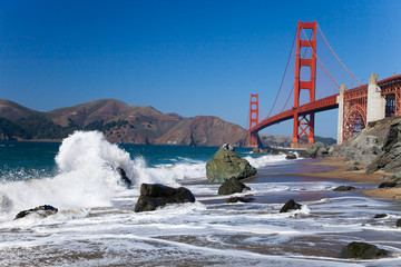 The Golden Gate Bridge w the waves