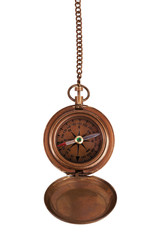 Pocket compass hanging from a chain