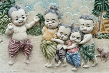 Native molding art on wall