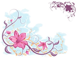 Floral background - flowers and swirls.
