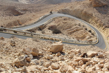 Bible land - desert mountains and a road