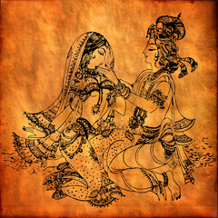 An old Radha Krishna painting