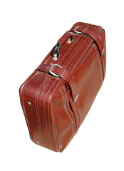 Old red road suitcase