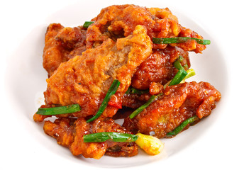 Thai fried fish meat with sweet sour spice sauce