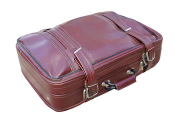 Old red road suitcase