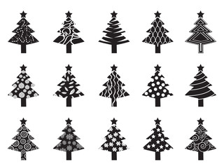Obraz premium black xmas tree icon set