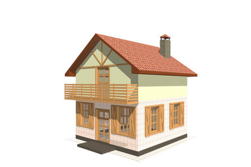 A private home. The illustration on white background. 3D