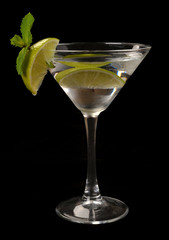 Martini cocktail with lime
