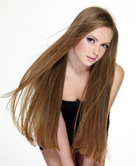 Teen with beautiful  long hair