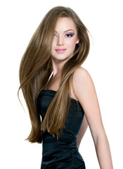 Beautiful teen girl with long straight hair
