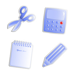 Vector stickers of office objects