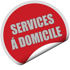 Sticker rot rund curl unten SERVICES &Aacute; DOMICILE