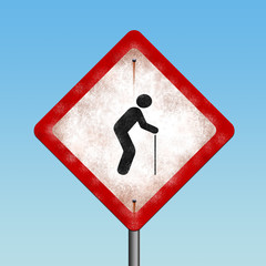 Verkehrsschild rostig alte Person