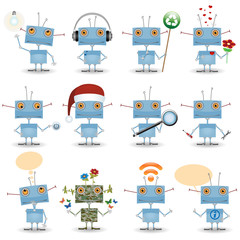 Funny cartoon robot set