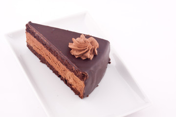 a slice of chocolate cake