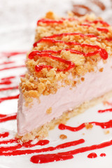 cake with strawberry ice cream