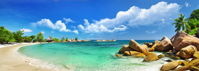 Poster Seychellen, strandpanorama © Freesurf