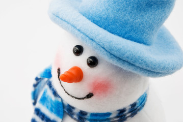 snowman in a blue hat