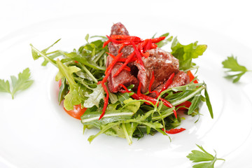 salad with arugula and beef