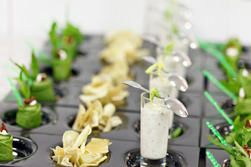 greek yogurt  with arugula rolls