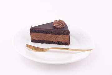 a slice of chocolate cake