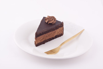 a slice of chocolate cake
