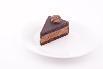 a slice of chocolate cake