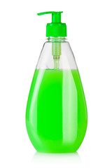 House cleaning supplies. Plastic bottle with liquid soap