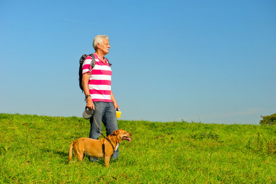 Hiking Man With Dog