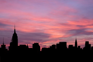 Fototapeta na wymiar Midtown Manhattan Skyline at sunset illustration