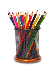 Colorful pencils in holder