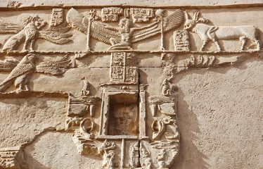 Fotobehang Carving of animals on wall in Kom Ombo temple, Egypt © boonsom