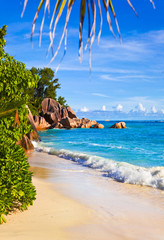Tropical beach Source D'Argent at Seychelles