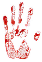 Isolated bloody handprint