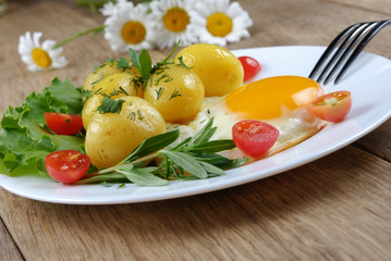 Fried egg with potato